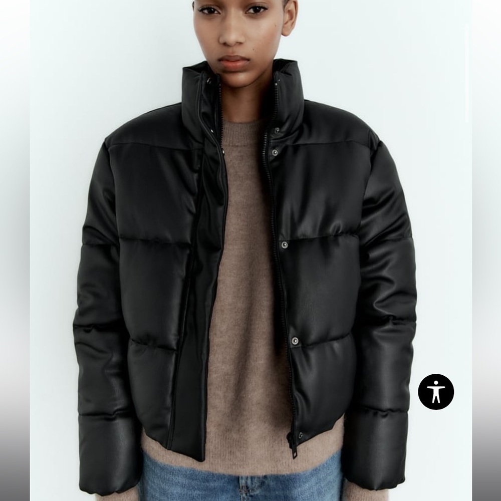 Zara Faux leather puffer jacket